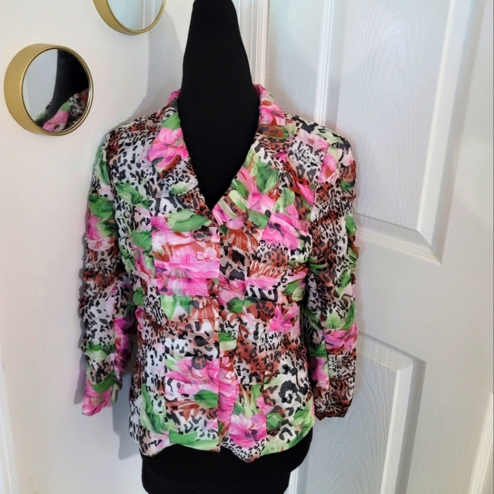 Michelle Antonelli Floral Zebra Print Jacket Colorful